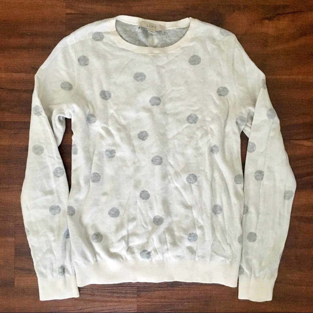 LOFT Ann Taylor Polka Dot Sweater Long Sleeve
